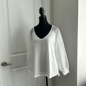 CUPSHE Cotton Long Tee with Sheer Sleeves